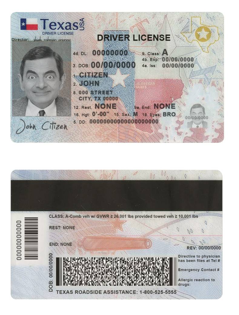 download USA Texas driving license  (2020 – present)